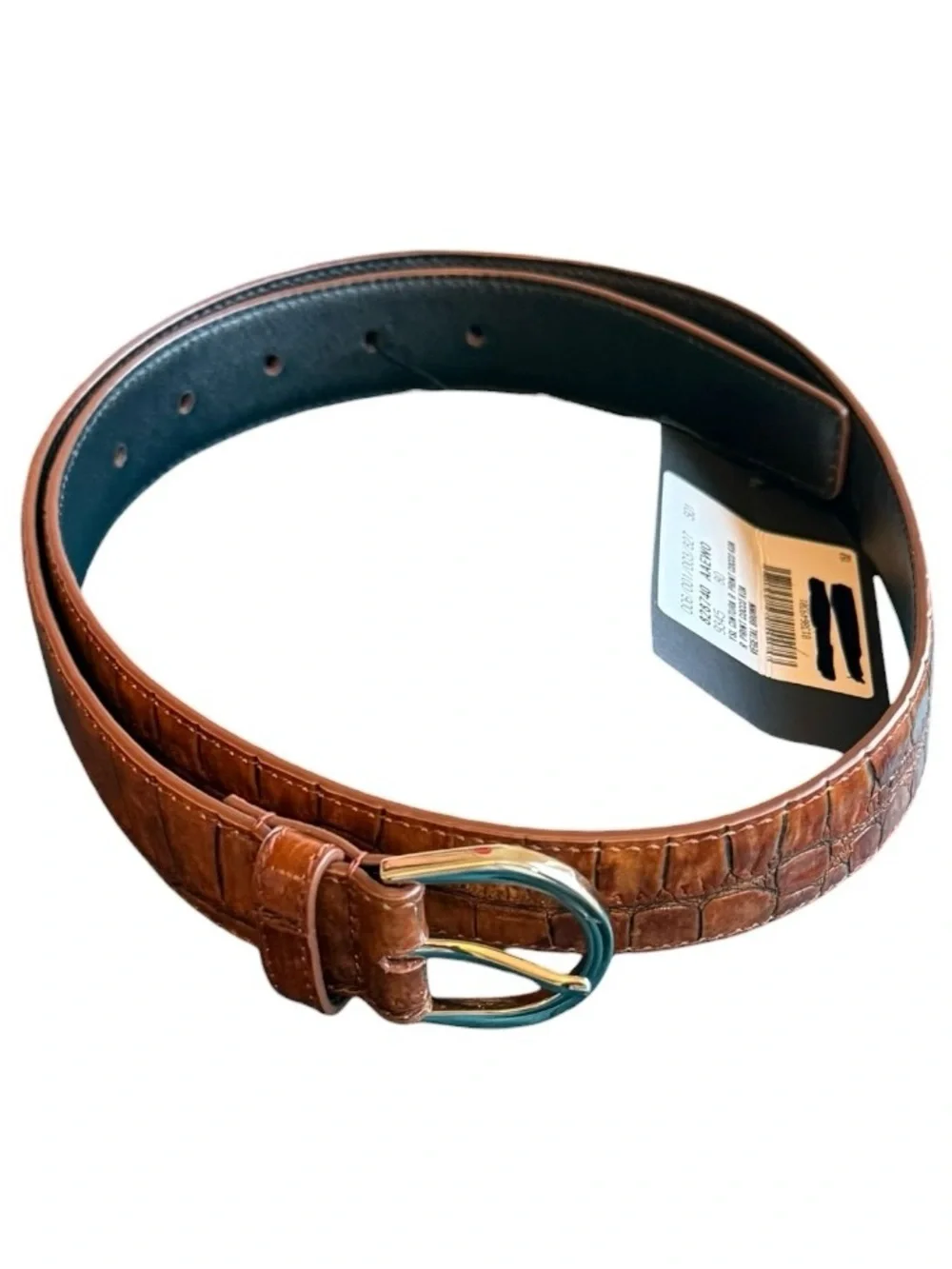 Saint Laurent Brown Croc-Embossed Leather Belt Size 80cm (Medium) NWT